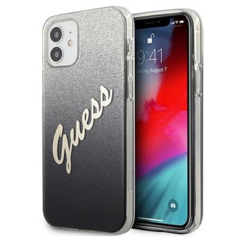 Guess iPhone 12 mini Case Glitter Gradient Script, Black