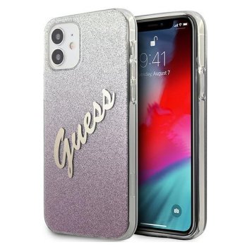 Guess iPhone 12 mini Case Glitter Gradient Script, Pink