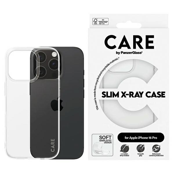 Apple iPhone 16 Pro 6.3'' CARE by PanzerGlass X-Ray Soft Basic Case Cover, Transparent