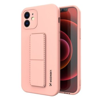 Wozinsky Kickstand Case iPhone XS Max Silicone Case with Stand Pink