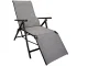 Folding Camping Lounge Chair Adjustable Garden Beach Recliner, Black White Plaid