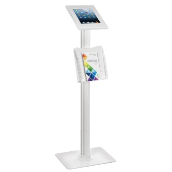 Maclean Tablet Floor Stand with Lock, White
