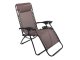 Garden Beach Deck Chair Folding Sunbed with Headrest and Cup Holder, Brown