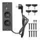 Maclean MC-140 B Console Table with Power Strip, Height Adjustable 62-83 cm, Black / Rustic Top