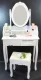 Makeup Vanity Table with Mirror and Stool Set, White