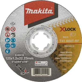 Makita E-00418 Cutting Disc for INOX Stainless Steel 125x1.2 mm X-LOCK