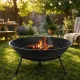 Large Metal Garden Fire Pit with Stand and Poker 55cm