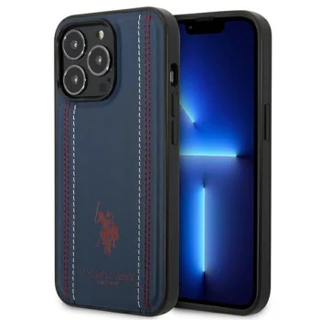 Apple iPhone 14 Pro 6.1'' US Polo Leather Stitch Case Cover (USHCP14LPFAV), Navy