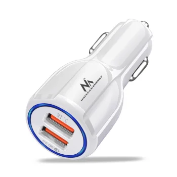 Maclean MCE478 W Car Charger, 2x USB, QC 3.0, 30W, White