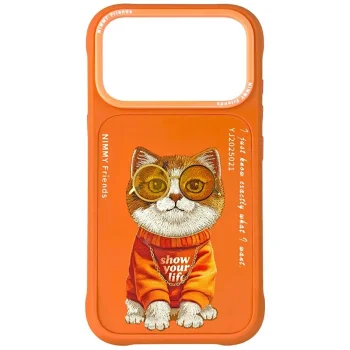 Nimmy Glasses Cool Cat Case for iPhone 17 Pro Max - Orange