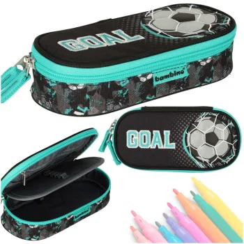 Bambino single-compartment school pencil case with football design