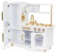 Large wooden play kitchen for children with fridge and phone, ECOTOYS, white-gold