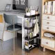 Modernhome PJJKT0104 Plastic Bathroom Shelf with 4 Tiers and Wheels, Black