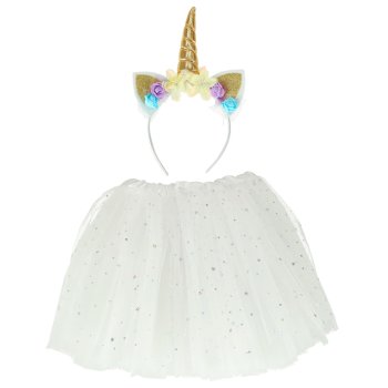 Unicorn Costume for Girls with Headband and Tutu Skirt Dress-Up Outfit 3-6 Years