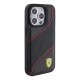 Ferrari iPhone 15 Pro Case Perforated Waves Metal Logo, Black