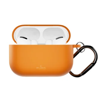 Puro Icon Silicone Case for AirPods Pro 3 with Carabiner, Orange