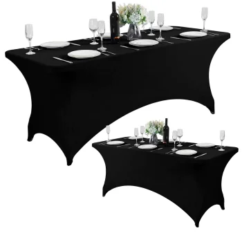 MultiGarden 8ft Stretch Spandex Table Cover for 240 cm Banquet Tables, Black