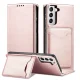 Wallet Flip Case for Samsung Galaxy S22+ with Card Holder and Stand, Pink