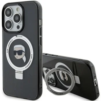 Karl Lagerfeld iPhone 15 Pro Max Case Ring Stand Karl Head MagSafe, Black