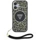 Guess HC IML Leopard Triangle Cord Strap MagSafe Case for iPhone 16, Brown