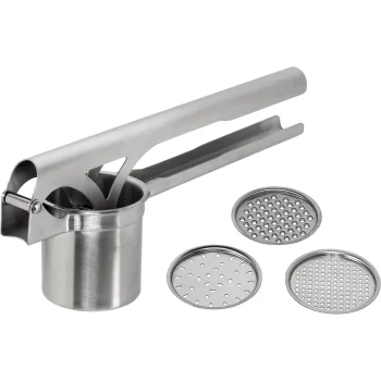 Gefu Trista Potato and Spaetzle Press with 3 Interchangeable Discs, Silver