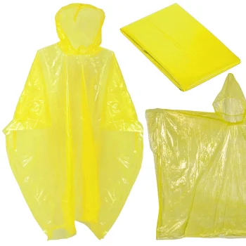 Pocket Rain Poncho with Hood 130 x 125 cm, Yellow