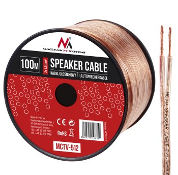 Maclean MCTV-512 Speaker Cable 2x1.5mm², 100m, Transparent