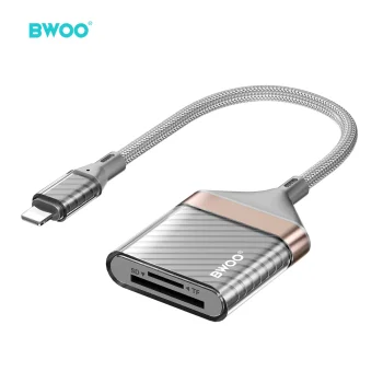BWOO BZ63 Lightning to SD/TF Card Reader Adapter, Grey