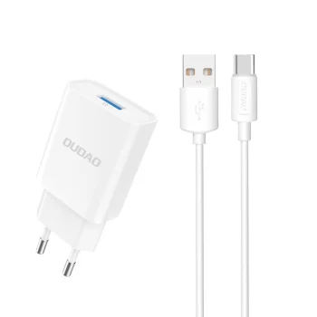 Dudao A4EU USB-A 2.1A Wall Charger with USB-C Cable - White