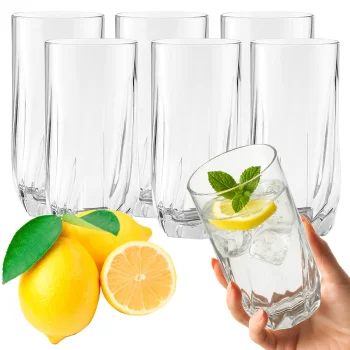 Set of 6 Tall Highball Glasses for Cocktails and Cold Drinks, 340 ml