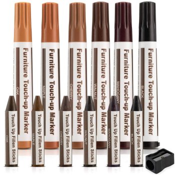 Furniture Touch-Up Wood Furniture Scratches Repair Markers Wax Sticks, 6 pcs