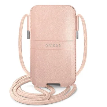 Guess Saffiano Strap 6.7" Phone Bag Pink