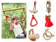 Wooden Gymnastic Trapeze Swing for Kids with Handles Red