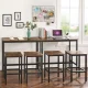 Leobert Industrial Bar Table with 2 Stools, Brown/Black