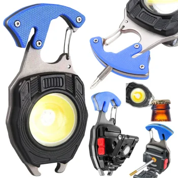 Multifunctional 8-in-1 LED COB Keychain Flashlight with Magnet and Bottle Opener