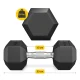 4Fizjo HEX Steel Dumbbell with Rubber Coating, 10 kg, Black