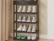 5-Tier Foldable Shoe and Storage Rack with Fabric Shelves, Black