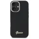 Dėklas Guess Silicone Script Metal Logo & Frame iPhone 16 Plus, juodas