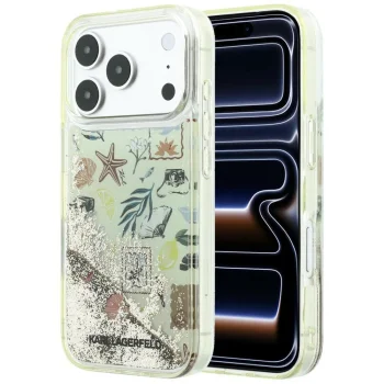 Karl Lagerfeld Liquid Glitter Beach & Sand Case for iPhone 17 Pro / 18 Pro - Beige