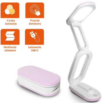 LTC Foldable LED Desk Lamp, 4W, 3000mAh, Pink