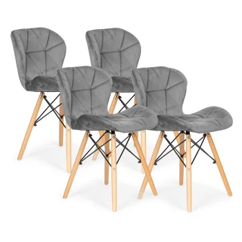 ModernHome Velour Dining Chair Set, 4 pcs, Grey