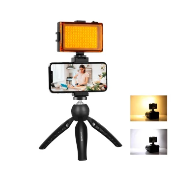 Puluz PKT3131B Tripod with LED Light and Phone Clip