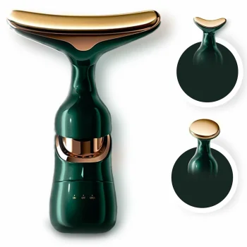 3-in-1 Sonic Face and Neck Massager Green-Gold