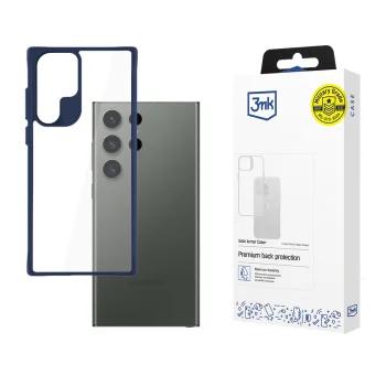 3Mk Protection Satin Armor Case+ for Samsung Galaxy S24 Ultra, Blue/Transparent