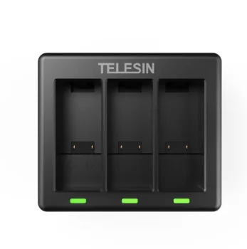 Telesin GP-BCG-902 3-Slot Charger for GoPro Hero 12/11/10/9, Black