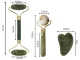 3-in-1 Jade Face Massager Set with Roller and Gua Sha, Green