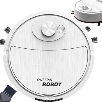 Automatic cordless robot vacuum cleaner with brushes, white