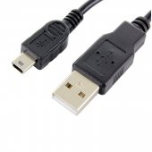 USB - miniUSB Data Transfer Charging Cable 1,0m 1A, Black