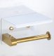 Toilet Paper Holder with Shelf, White-Gold