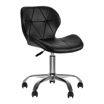 4Rico QS-06 Cosmetic Stool with Backrest, Black